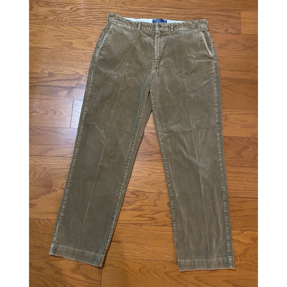 Vintage Polo Ralph Lauren Corduroy 100% Cotton Brown Pants 38x32 Excellent Condi